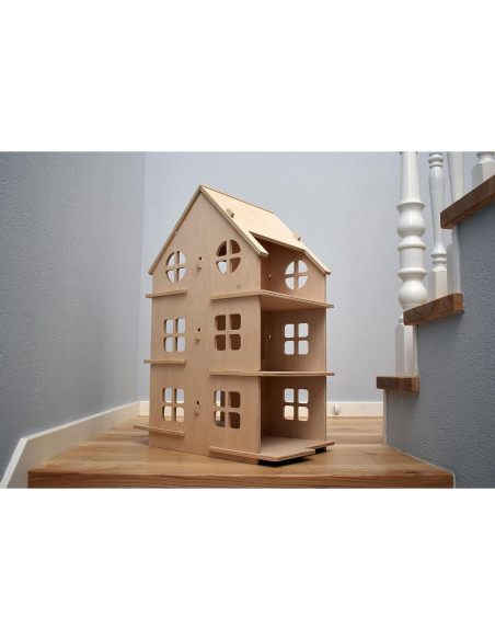 Casa de Muñecas de Madera Montessori 3 Pisos 6 Habitaciones