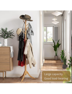 Perchero de pie Furshus de bambú natural con 8 ganchos 2