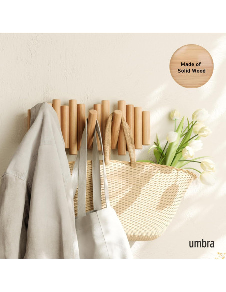 Gancho de Pared Umbra Picket 5 Ganchos Madera Natural