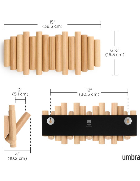 Gancho de Pared Umbra Picket 5 Ganchos Madera Natural