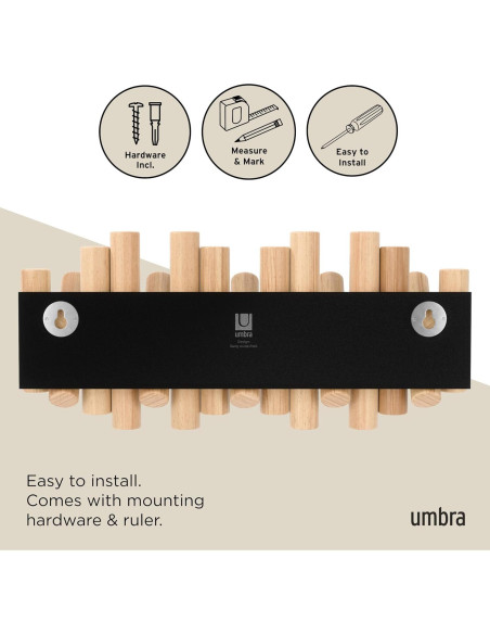 Gancho de Pared Umbra Picket 5 Ganchos Madera Natural