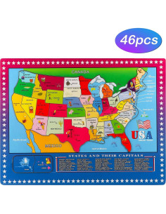 Rompecabezas de Mapa de EE. UU. de Madera Wondertoys 46 Piezas 2