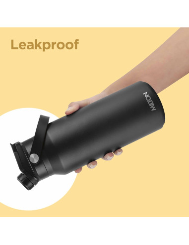 Botella de Agua de Acero Inoxidable Milton 1.18L Negra con 2 Tapas