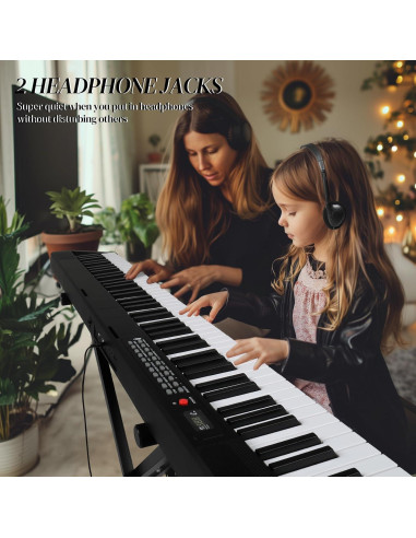 Piano Electrónico Plegable Ktaxon 88 Teclas Negro con Soporte