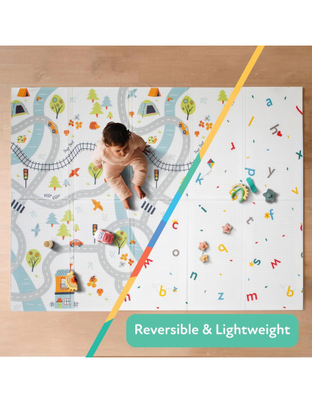 Alfombra de Juego Reversible Nuby 196x147 cm Pistas de Autos