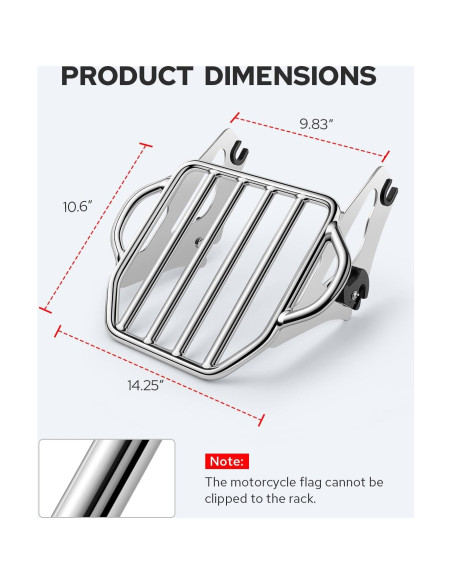 Soporte de Equipaje Desmontable Benlari Cromo para Harley 2009-2024