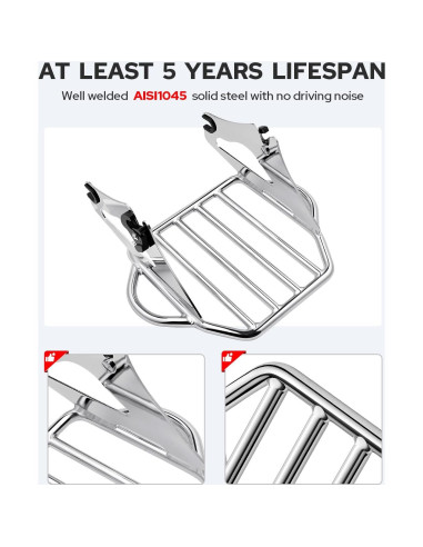 Soporte de Equipaje Desmontable Benlari Cromo para Harley 2009-2024
