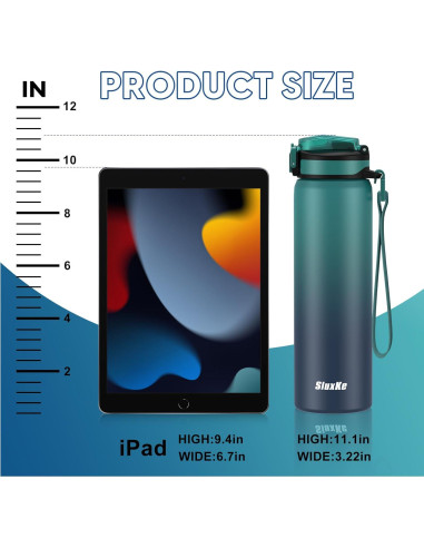 Botella de Agua Aislada SLUXKE 24oz Acero Inoxidable Azul