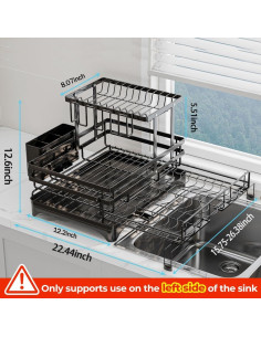 Escurridor de Platos 2 Niveles HANLE Acero Inoxidable Negro 2
