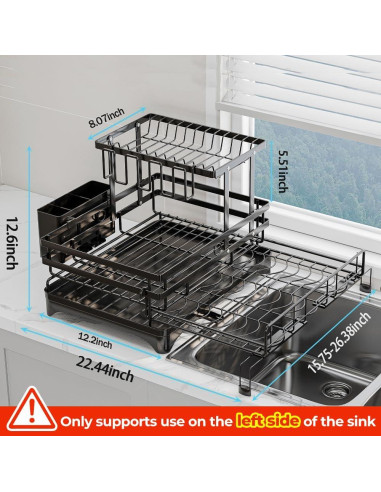 Escurridor de Platos 2 Niveles HANLE Acero Inoxidable Negro