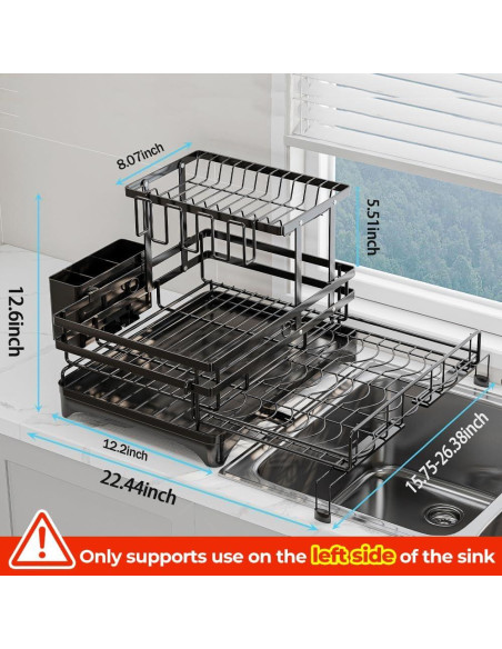 Escurridor de Platos 2 Niveles HANLE Acero Inoxidable Negro