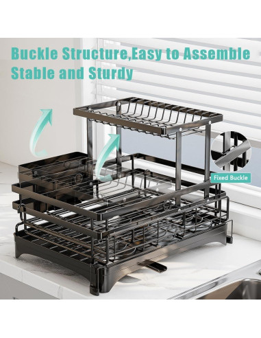 Escurridor de Platos 2 Niveles HANLE Acero Inoxidable Negro