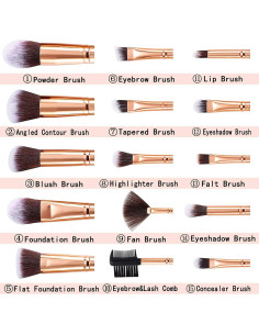 Juego de Brochas de Maquillaje DUAIU 15 Piezas Sintéticas Kabuki 2