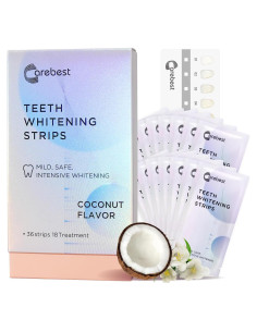 Tiras Blanqueadoras de Coco Carebest - 18 Tratamientos Sin Sensibilidad
