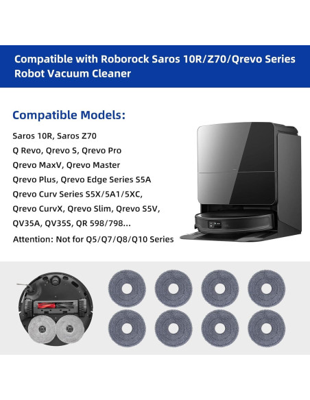 8 Almohadillas de Microfibra para Aspiradora Roborock 10R/Z70