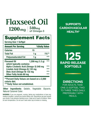 Semilla de Lino Omega 3 Nature's Bounty 1200mg 125 Cápsulas