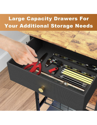 Mesa de Manualidades Rodante ORNAROVI con Almacenamiento Negro