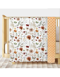 Manta de Bebé Buerhanerry Floral 76x102cm Doble Capa 2