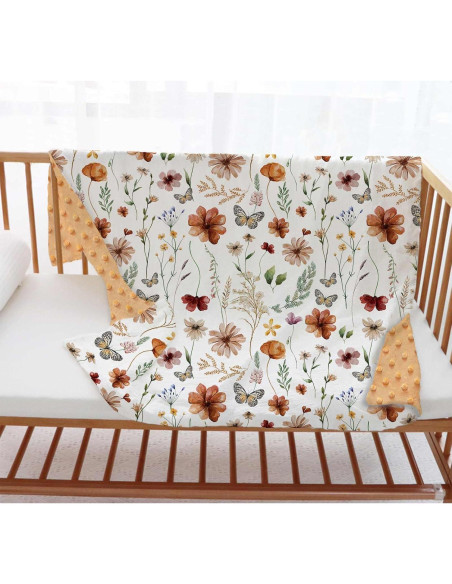 Manta de Bebé Buerhanerry Floral 76x102cm Doble Capa