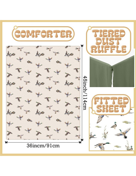 Juego de Ropa de Cuna 3 Piezas CroBlissful Pato Mallard Verde