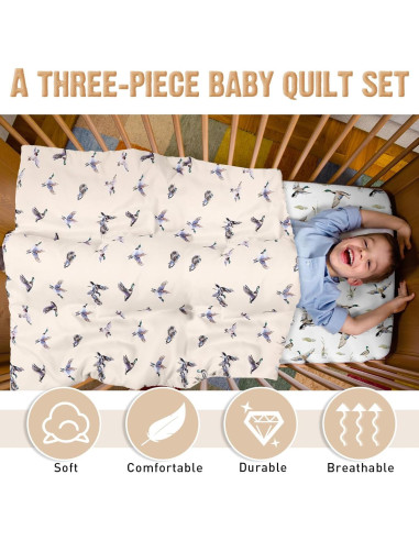 Juego de Ropa de Cuna 3 Piezas CroBlissful Pato Mallard Verde