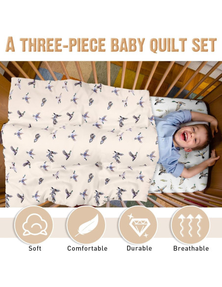 Juego de Ropa de Cuna 3 Piezas CroBlissful Pato Mallard Verde