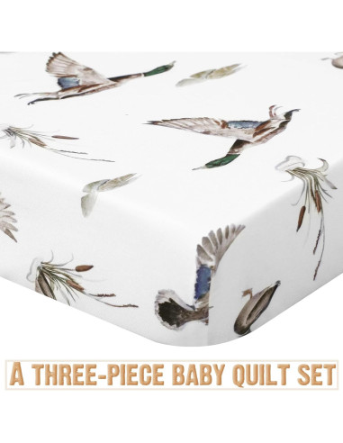 Juego de Ropa de Cuna 3 Piezas CroBlissful Pato Mallard Verde