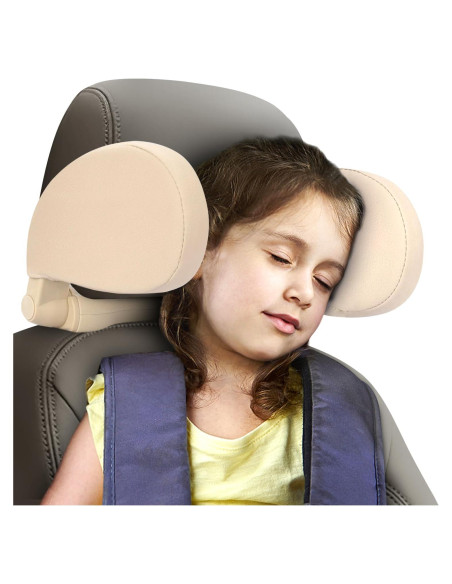 Almohada de Reposacabezas HSWT Ajustable para Coche Beige