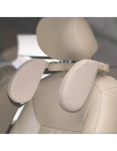 Almohada de Reposacabezas HSWT Ajustable para Coche Beige
