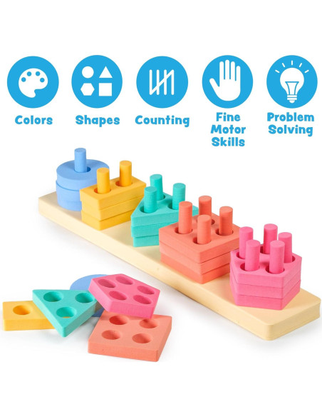 Clasificador de Formas y Juguete de Apilamiento Tub Works 20 Piezas