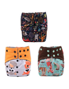 Pañal de Tela Todo en Uno Sigzagor Reutilizable Animales
