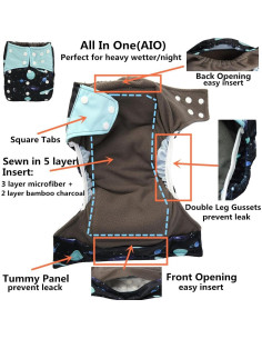 Pañal de Tela Todo en Uno Sigzagor Reutilizable Animales 2