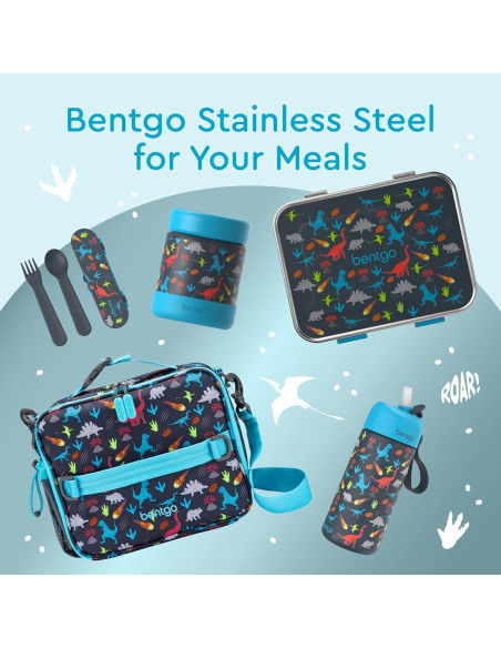 Botella de Agua Aislada Bentgo Kids 414 ml Dinosaurio - A Prueba de Fugas