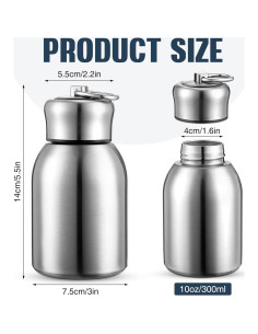 Botellas de Agua Mifoci 300ml Acero Inoxidable Aisladas 2 Pcs 2