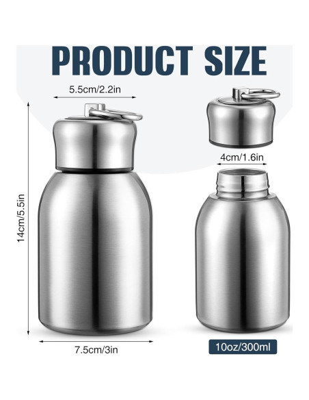 Botellas de Agua Mifoci 300ml Acero Inoxidable Aisladas 2 Pcs