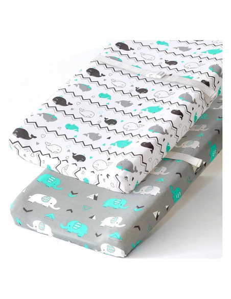 Fundas de Cambiador Elástico Brolex Elefante y Ballena 81x41cm Fundas de Cambiador Elástico Brolex Elefante y Ballena 81x41cm