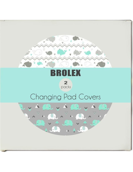 Fundas de Cambiador Elástico Brolex Elefante y Ballena 81x41cm Fundas de Cambiador Elástico Brolex Elefante y Ballena 81x41cm
