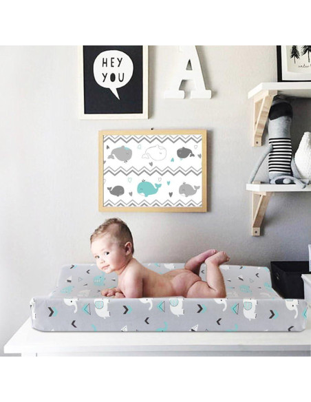 Fundas de Cambiador Elástico Brolex Elefante y Ballena 81x41cm Fundas de Cambiador Elástico Brolex Elefante y Ballena 81x41cm
