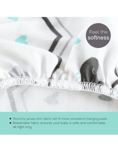 Fundas de Cambiador Elástico Brolex Elefante y Ballena 81x41cm