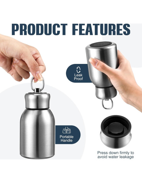 Botellas de Agua Mifoci 300ml Acero Inoxidable Aisladas 2 Pcs