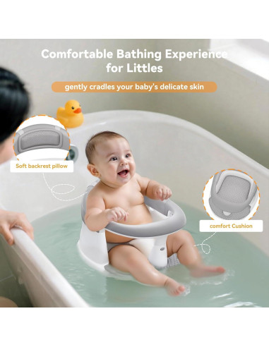 Asiento de Baño para Bebés 6-24 Meses Gris - Protección 360