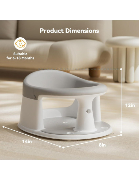 Asiento de Baño para Bebés 6-24 Meses Gris - Protección 360