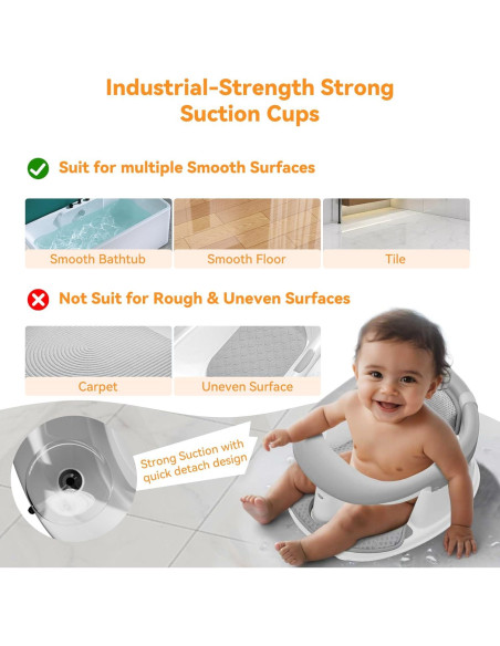 Asiento de Baño para Bebés 6-24 Meses Gris - Protección 360