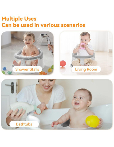 Asiento de Baño para Bebés 6-24 Meses Gris - Protección 360