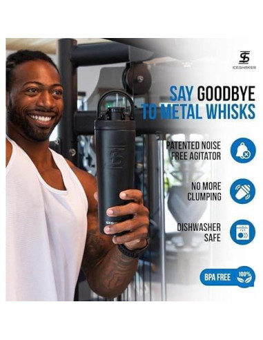 Botella Agitador Acero Inoxidable Ice Shaker 0.95L Negro