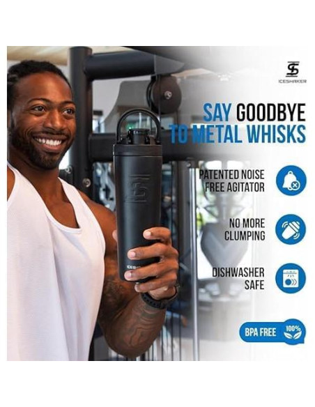Botella Agitador Acero Inoxidable Ice Shaker 0.95L Negro