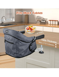 Silla Alta Clip On Jozzve Plegable para Bebé Gris 1.59 kg 2