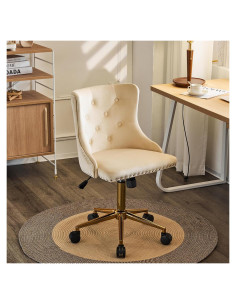 Silla de Oficina Giratoria VINGLI Beige Acolchada Ajustable