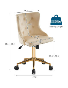 Silla de Oficina Giratoria VINGLI Beige Acolchada Ajustable 2