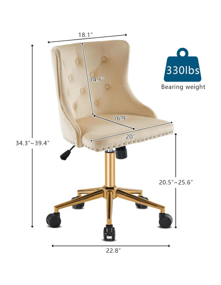 Silla de Oficina Giratoria VINGLI Beige Acolchada Ajustable
